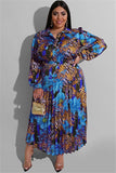 Chic Plus Size Printed Ruffled Two-Piece Casual Set