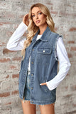 Chic Denim Sleeveless Layering Cardigan