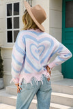 Chic V-Neck Striped Fringe Sweater with Long Sleeves