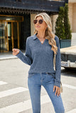 Lapel Pocket Oversized Long-Sleeve Top in Solid Colors