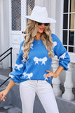 Elegant Bow Detail Crew Neck Sweater