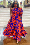 Elegant Slant Shoulder Lace Dress with Lantern Sleeves