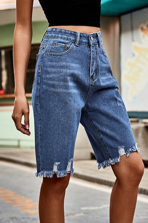 Fringed Ripped Denim Jeans