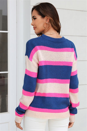 Vibrant Striped Women's Pullover Sweater