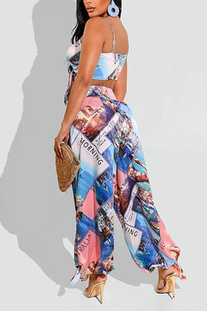 Bold Boob Print Harem Pantsuit Set for Confident Women Style