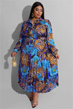 Chic Plus Size Printed Ruffled Two-Piece Casual Set