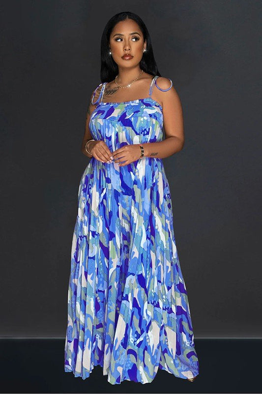 Vibrant Print Wide-Leg Halter Dress for Effortless Elegance