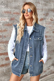 Chic Denim Sleeveless Layering Cardigan