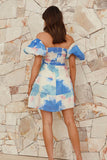 Chic Printed V-Neck Skirt with Elegant Puffy Sleeves