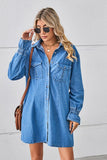 Relaxed Fit Denim Cowl Neck Dress