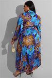 Chic Plus Size Printed Ruffled Two-Piece Casual Set