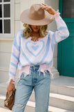 Chic V-Neck Striped Fringe Sweater with Long Sleeves