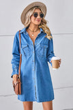 Relaxed Fit Denim Cowl Neck Dress