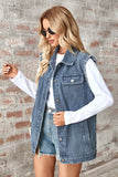Chic Denim Sleeveless Layering Cardigan