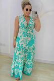 Chic Hollow Sleeve Dress with Printed Patchwork and Strap Waist