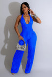 Chic Backless Deep V-Neck Pleated Halter Rompers in Solid Colors