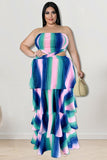 Chic Strapless Vertical Stripe Dress