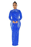 Elegant Mesh Long Sleeve Maxi Dress with Lined Two-Piece Ensemble