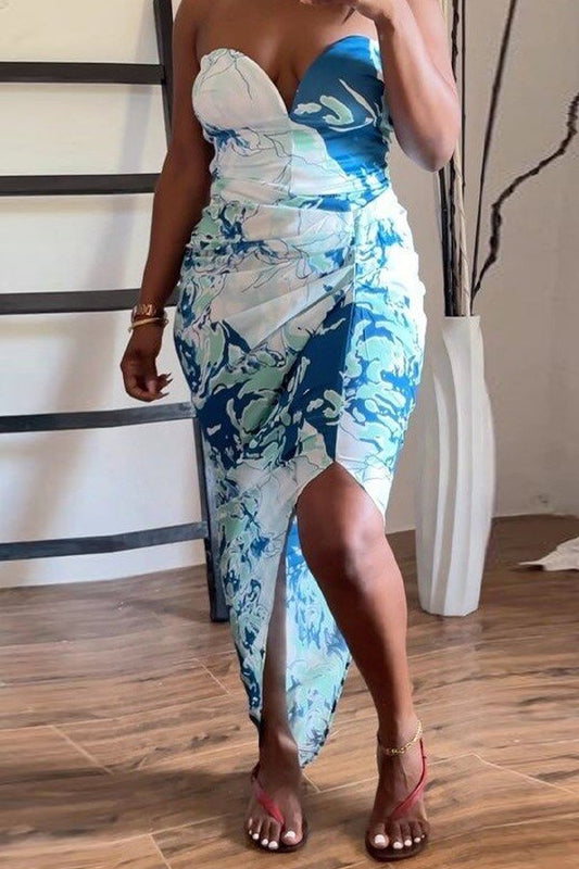 CHIC PLUS SIZE SLIM-FIT PRINTED TWO-PIECE BOOB TOP AND HIP SET