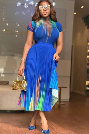 Chic Plus Size Short-Sleeved Casual Dress