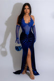 Chic Halter Neck High-Slit Evening Gown