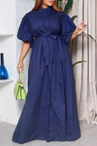 Chic Flared Sleeve Single-Breasted Waist Full Skirt