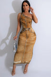 Chic 3D Printed Asymmetrical Shoulder Bag Hip Skirt for Trendsetting Women