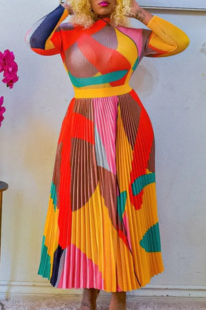 Chic Pleated Blouse and Half Skirt Coordinated Set