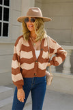 Chic V-Neck Striped Long Sleeve Button Sweaters