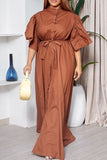 Chic Flared Sleeve Single-Breasted Waist Full Skirt