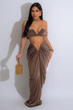 Chic Strapless Pleated Skirt Two-Piece Ensemble