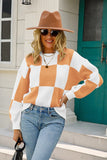 Plaid Striped Long Sleeve Sweater for Women