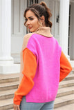 Chic Patchwork Knit Turtleneck Sweater