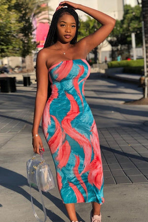 Vibrant Summer Tie-Dye Strapless Dress