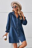 RELAXED FIT LONG SLEEVE PATCHWORK DENIM DRESS