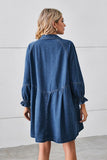 RELAXED FIT LONG SLEEVE PATCHWORK DENIM DRESS