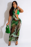 Leopard Print Irregular Cut Gauze Dress Trio Set