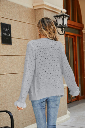 Chic Hollowed-Out Long Sleeve Knitwear