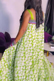 Floral Print Halter Neck Dress with Elegant Flowing Skirt