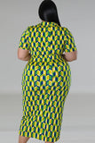 Elegant Green Plaid Short Sleeve Cardigan Dress with Stylish Button Accents