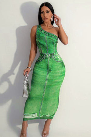 Chic 3D Printed Asymmetrical Shoulder Bag Hip Skirt for Trendsetting Women