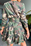 Stylish Camouflage A-Line Mid Skirt with Long Sleeves for All