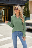 Lapel Pocket Oversized Long-Sleeve Top in Solid Colors