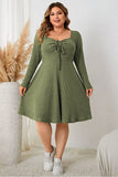 Chic Plus Size Solid Color Square Collar Dress