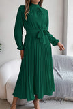 Elegant Floral Long Sleeve Dress with Lace-Up Square Collar