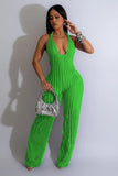 Chic Backless Deep V-Neck Pleated Halter Rompers in Solid Colors