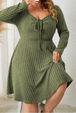 Chic Plus Size Solid Color Square Collar Dress
