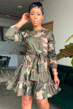 Stylish Camouflage A-Line Mid Skirt with Long Sleeves for All