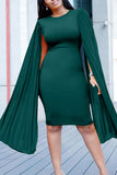 Chic Long Sleeve Pleated Dress with Flattering Hips
