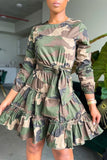 Stylish Camouflage A-Line Mid Skirt with Long Sleeves for All